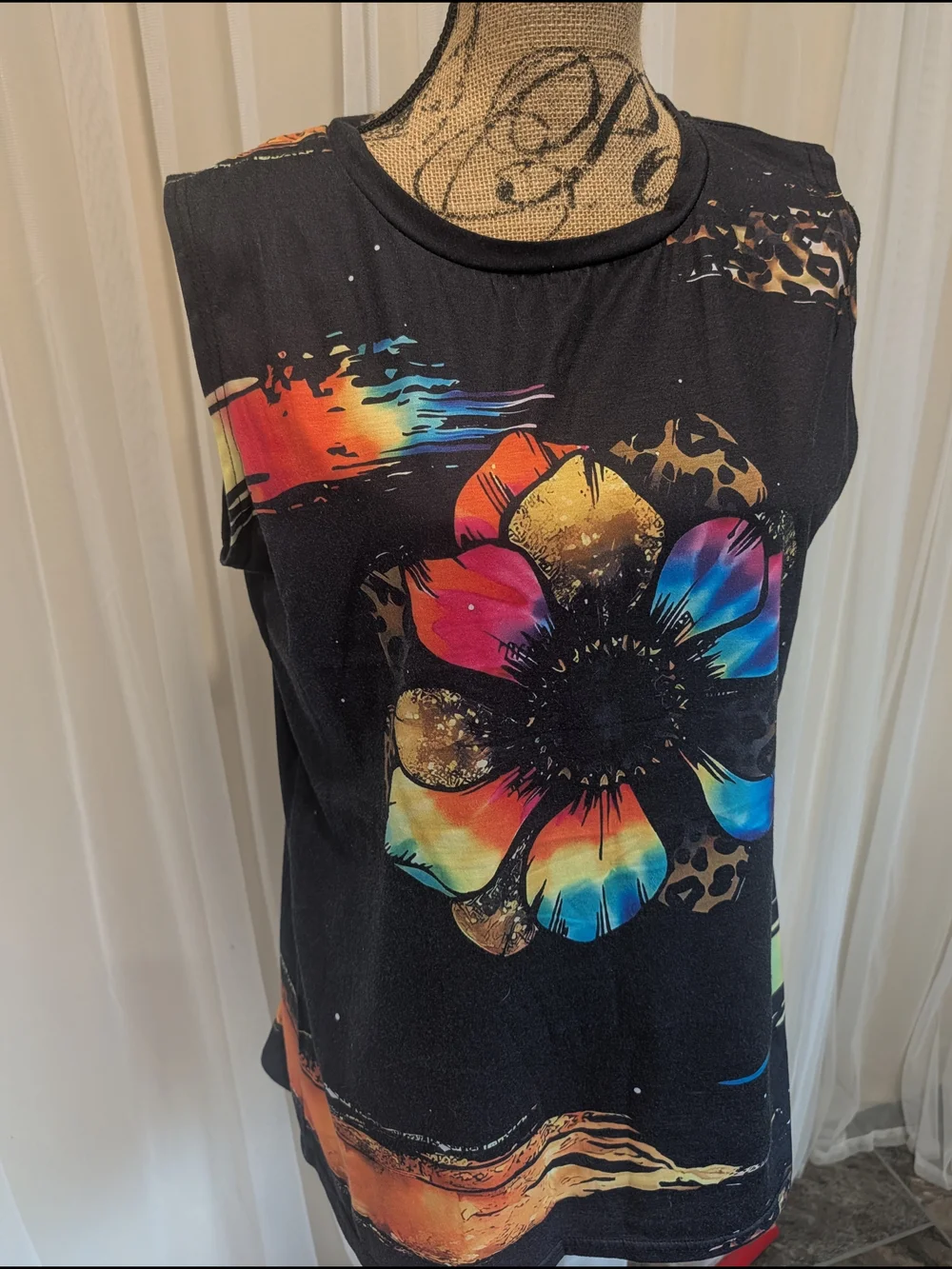 Tank with Rainbow Floral Print